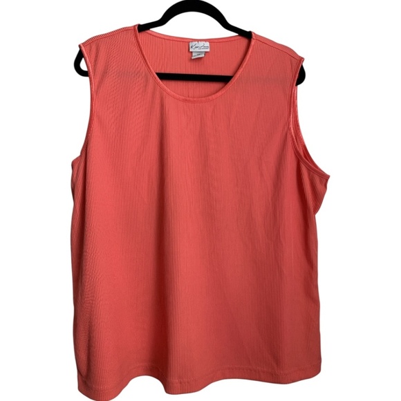 Kim Rogers Womens Sleeveless Blouse Size 3X Coral Ribbed Top Plus Size Blouse - Picture 1 of 5